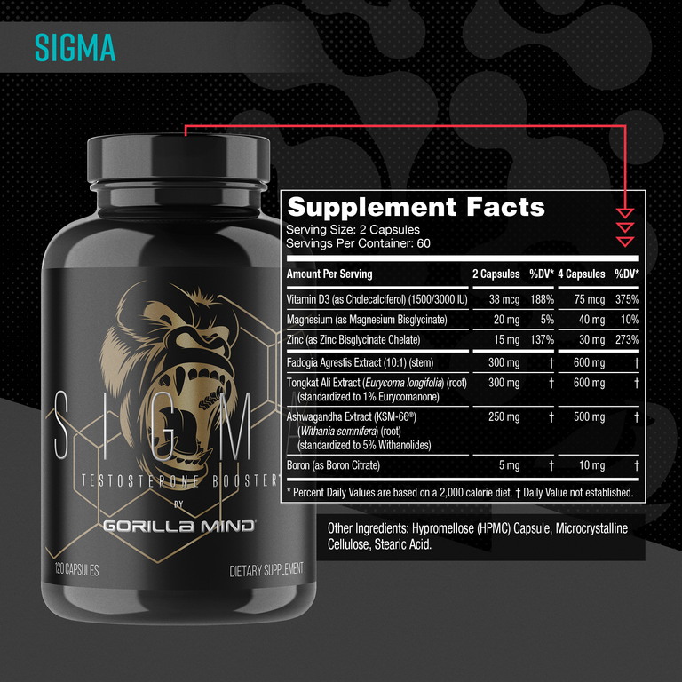 Gorilla Mind Sigma Testosterone Booster | 120 Capsules